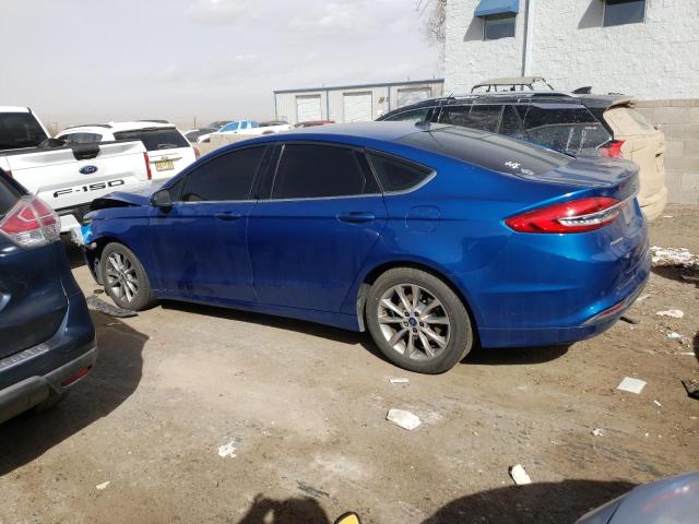 3FA6P0H70HR408202 - 2017 FORD FUSION SE BLUE photo 2