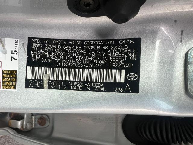 JTDKB20U867076227 - 2006 TOYOTA PRIUS SILVER photo 10