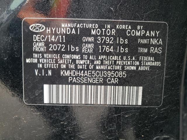 KMHDH4AE5CU395085 - 2012 HYUNDAI ELANTRA GLS BLACK photo 12