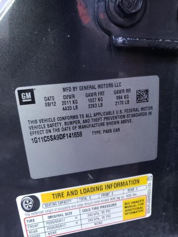 1G11C5SA9DF141658 - 2013 CHEVROLET MALIBU 1LT GRAY photo 12