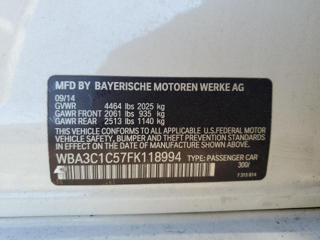 WBA3C1C57FK118994 - 2015 BMW 328 I SULEV WHITE photo 12