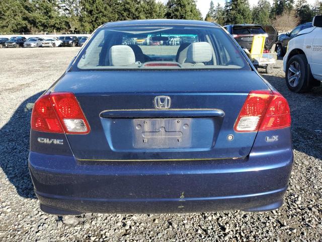 2HGES16565H554432 - 2005 HONDA CIVIC LX BLUE photo 6