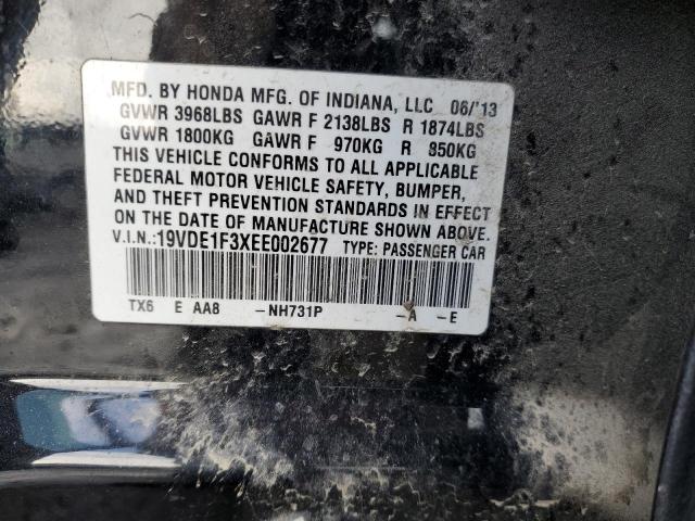 19VDE1F3XEE002677 - 2014 ACURA ILX 20 BLACK photo 12