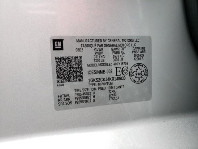 1GKS2CKJ4KR148830 - 2019 GMC YUKON DENALI SILVER photo 14