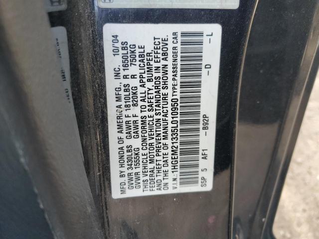 1HGEM21335L010950 - 2005 HONDA CIVIC DX VP Qara foto 12