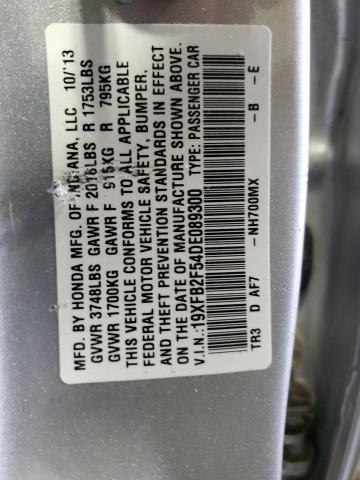 19XFB2F54DE089300 - 2013 HONDA CIVIC LX SILVER photo 12