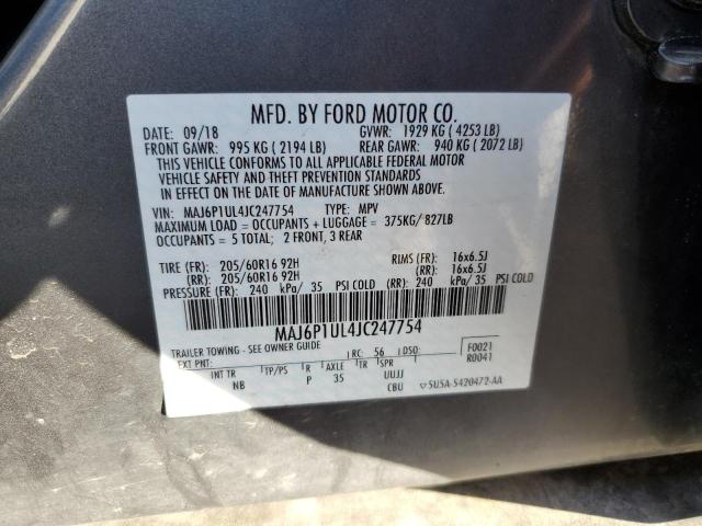 MAJ6P1UL4JC247754 - 2018 FORD ECOSPORT SE 灰色 照片 14