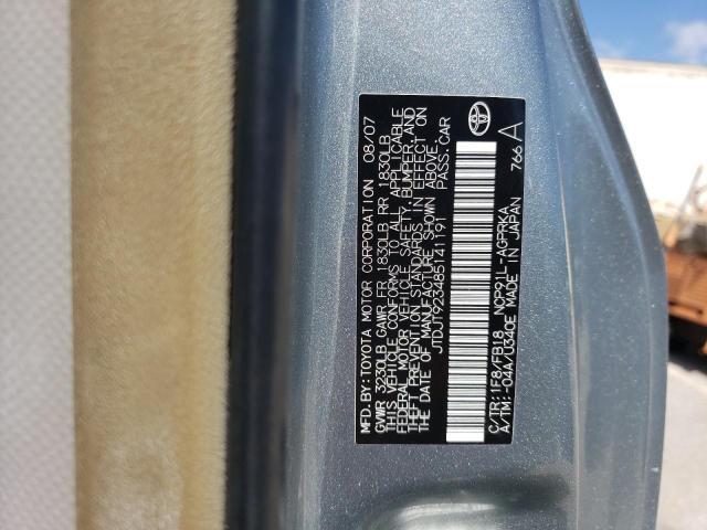 JTDJT923485141191 - 2008 TOYOTA YARIS GRAY photo 13