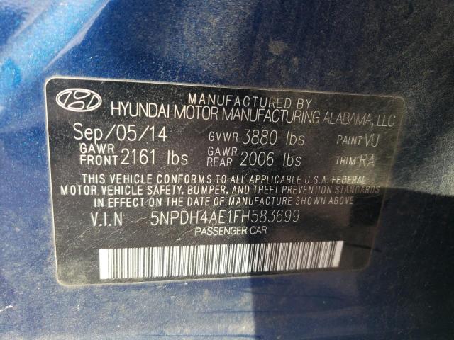 5NPDH4AE1FH583699 - 2015 HYUNDAI ELANTRA SE BLUE photo 12