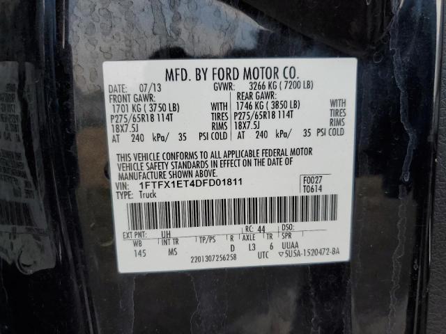 1FTFX1ET4DFD01811 - 2013 FORD F150 SUPER CAB BLACK photo 12