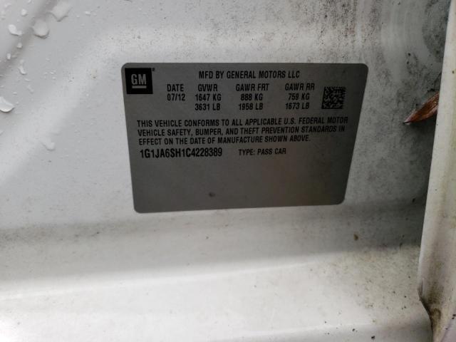 1G1JA6SH1C4228389 - 2012 CHEVROLET SONIC LS WHITE photo 12