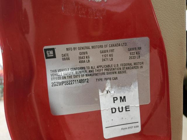 2G2WP552271148912 - 2007 PONTIAC GRAND PRIX 红色 照片 12