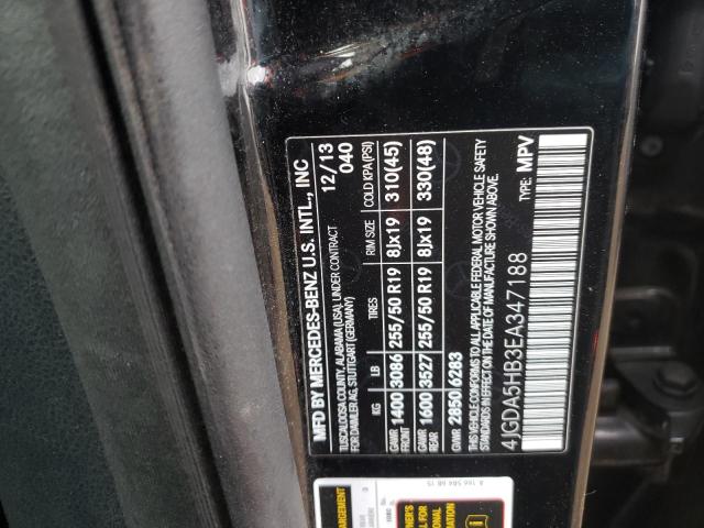 4JGDA5HB3EA347188 - 2014 MERCEDES-BENZ ML 350 4MATIC BLACK photo 14