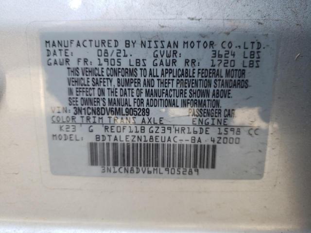 3N1CN8DV6ML905289 - 2021 NISSAN VERSA S SILVER photo 12