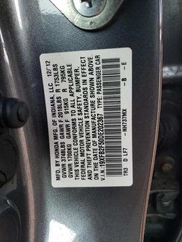 19XFB2F50DE202367 - 2013 HONDA CIVIC LX GRAY photo 12