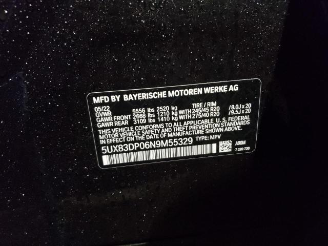 5UX83DP06N9M55329 - 2022 BMW X3 M40I BLACK photo 12