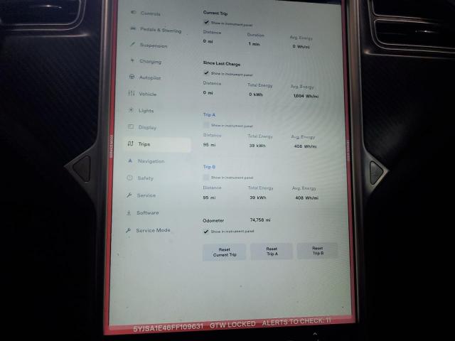 5YJSA1E46FF109631 - 2015 TESLA MODEL S Boz foto 9