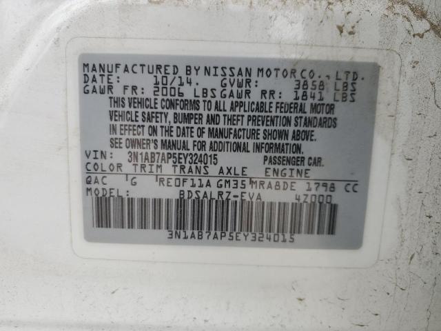 3N1AB7AP5EY324015 - 2014 NISSAN SENTRA S WHITE photo 13