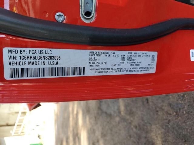 1C6RR6LG6NS203096 - 2022 RAM 1500 CLASS SLT წითელი ფოტო 13