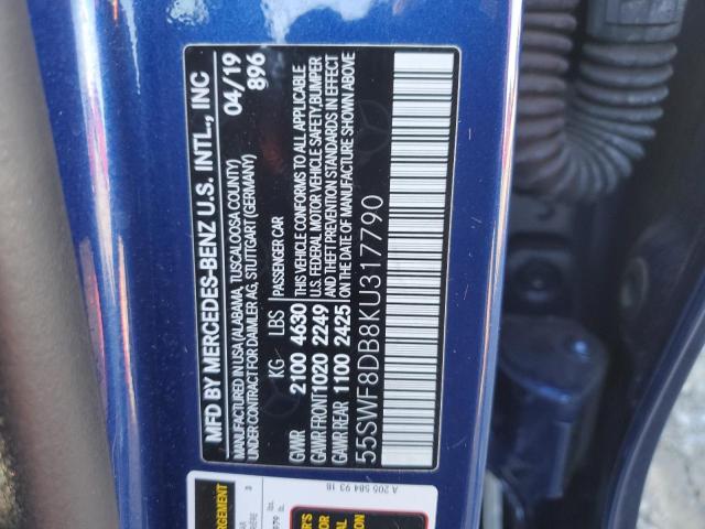 55SWF8DB8KU317790 - 2019 MERCEDES-BENZ C 300 蓝色 照片 12