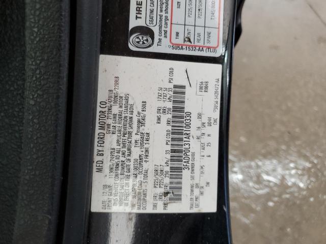 3FADP0L31AR100330 - 2010 FORD FUSION HYBRID BLACK photo 12