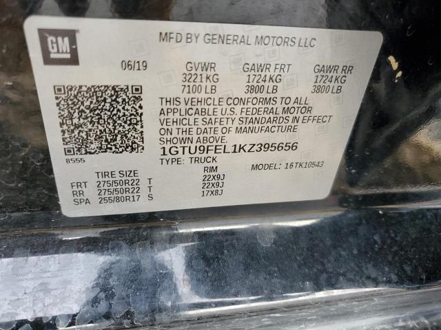 1GTU9FEL1KZ395656 - 2019 GMC SIERRA K1500 DENALI BLACK photo 13