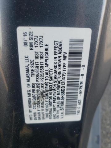 5FNRL5H38GB130419 - 2016 HONDA ODYSSEY SE GRAY photo 13