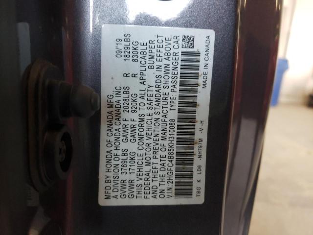 2HGFC4B85KH310088 - 2019 HONDA CIVIC SPORT 灰色 照片 12