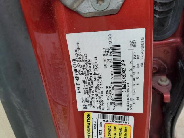 3LN6L2GK8DR821319 - 2013 LINCOLN MKZ RED photo 13