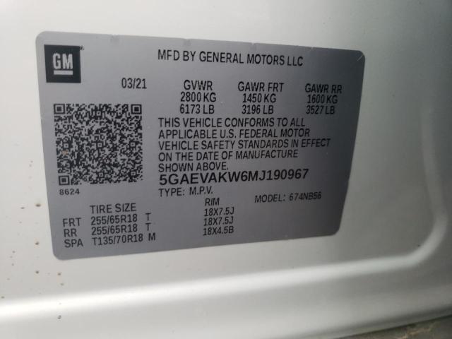 5GAEVAKW6MJ190967 - 2021 BUICK ENCLAVE ESSENCE 白色 照片 13