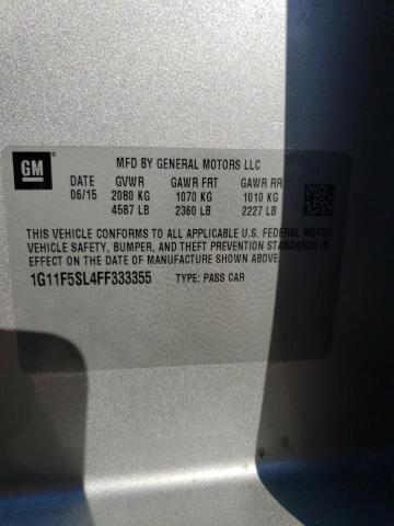 1G11F5SL4FF333355 - 2015 CHEVROLET MALIBU LTZ ვერცხლისფერი ფოტო 12