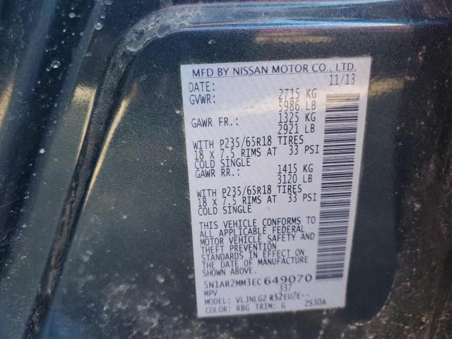 5N1AR2MM3EC649070 - 2014 NISSAN PATHFINDER S 蓝色 照片 13