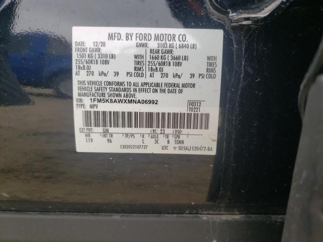 1FM5K8AWXMNA06992 - 2021 FORD EXPLORER POLICE INTERCEPTOR 黑色 照片 13