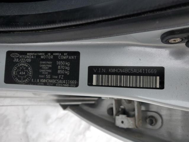 KMHCN4BC5AU411669 - 2010 HYUNDAI ACCENT GLS SILVER photo 12