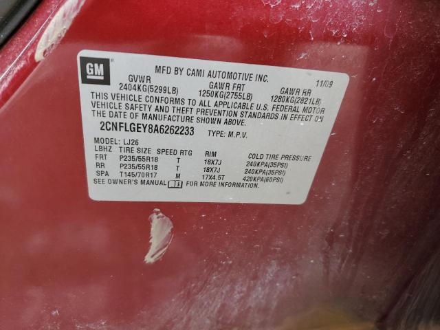 2CNFLGEY8A6262233 - 2010 CHEVROLET EQUINOX LTZ RED photo 13