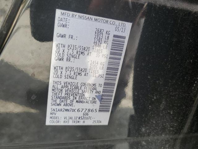 5N1AR2MN7DC677865 - 2013 NISSAN PATHFINDER S 黑色 照片 12