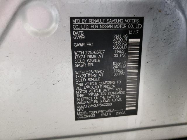 KNMAT2MV3JP540268 - 2018 NISSAN ROGUE S 银色 照片 13