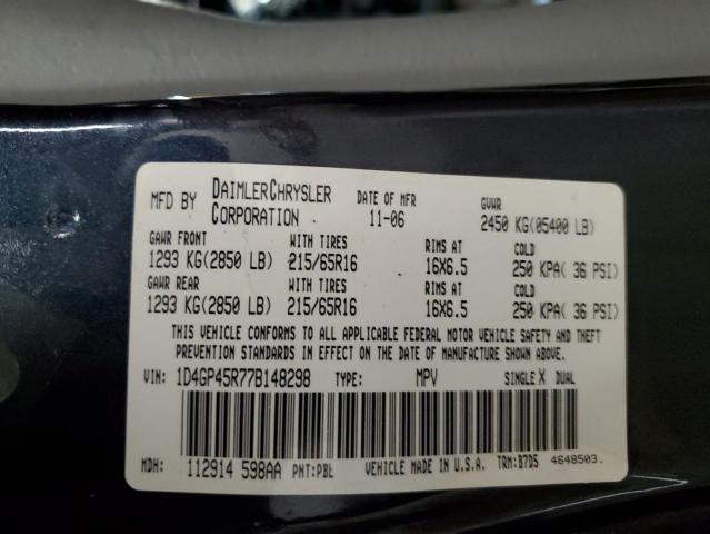 1D4GP45R77B148298 - 2007 DODGE CARAVAN SXT BLUE photo 14