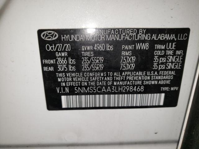 5NMS5CAA3LH298468 - 2020 HYUNDAI SANTA FE LIMITED WHITE photo 14