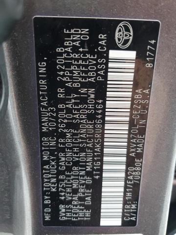 4T1G11AK5RU864464 - 2024 TOYOTA CAMRY SE NIGHT SHADE BEIGE photo 12