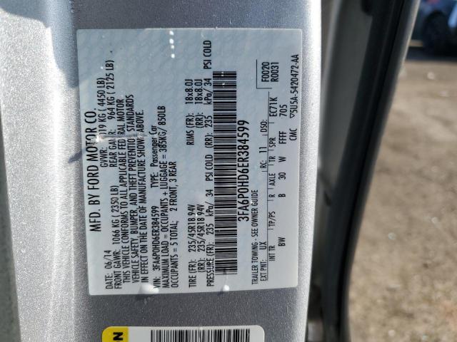 3FA6P0HD6ER384599 - 2014 FORD FUSION SE SILVER photo 13