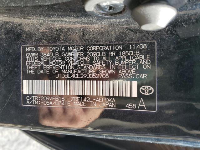 JTDBL40E29J052708 - 2009 TOYOTA COROLLA BASE BLACK photo 13