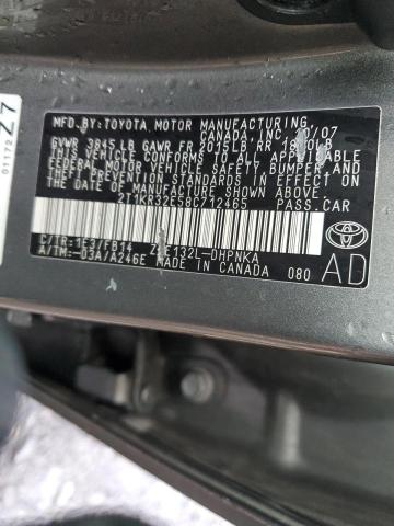 2T1KR32E58C712465 - 2008 TOYOTA COROLLA MA XR GRAY photo 13