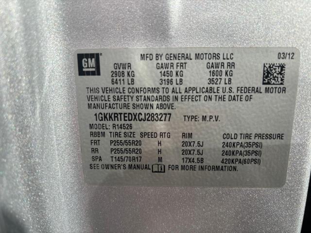 1GKKRTEDXCJ283277 - 2012 GMC ACADIA DENALI SILVER photo 10