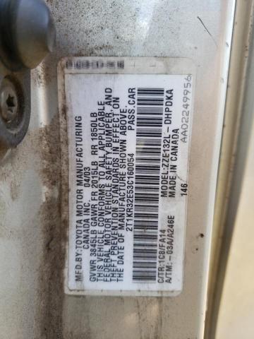 2T1KR32E53C160054 - 2003 TOYOTA COROLLA MA XR GRAY photo 12