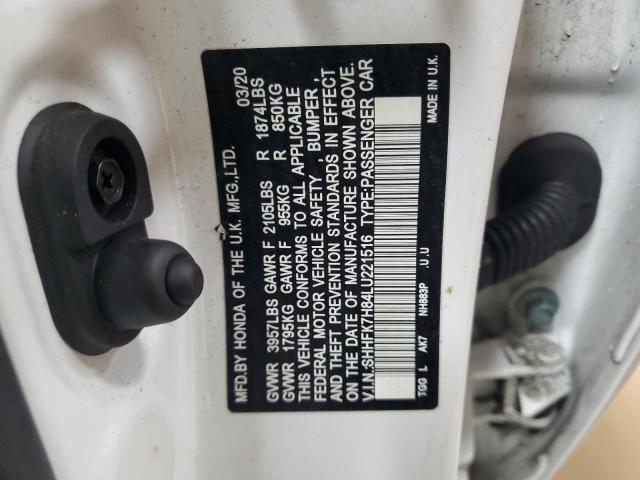 SHHFK7H84LU221516 - 2020 HONDA CIVIC EXL თეთრი ფოტო 13