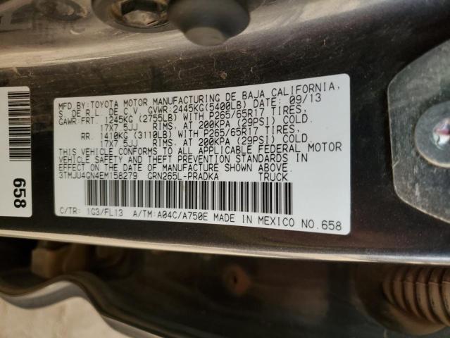 3TMJU4GN4EM158279 - 2014 TOYOTA TACOMA DOUBLE CAB PRERUNNER GRAY photo 12