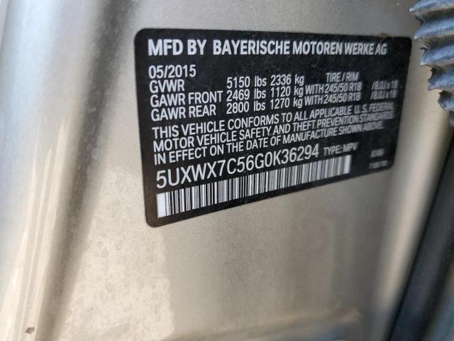 5UXWX7C56G0K36294 - 2016 BMW X3 XDRIVE35I SILVER photo 12