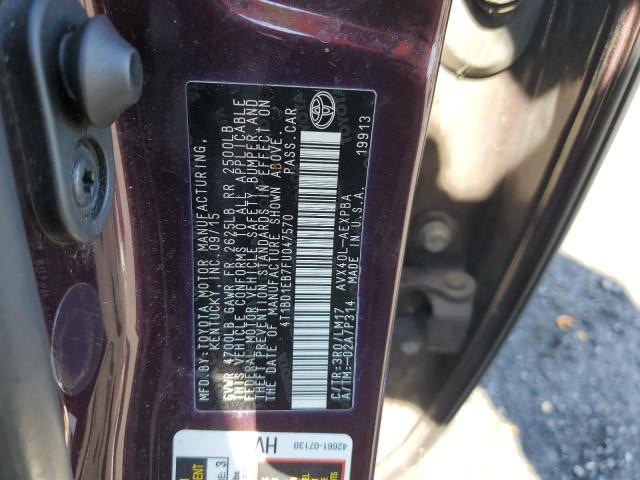 4T1BD1EB7FU047570 - 2015 TOYOTA AVALON HYBRID BURGUNDY photo 12