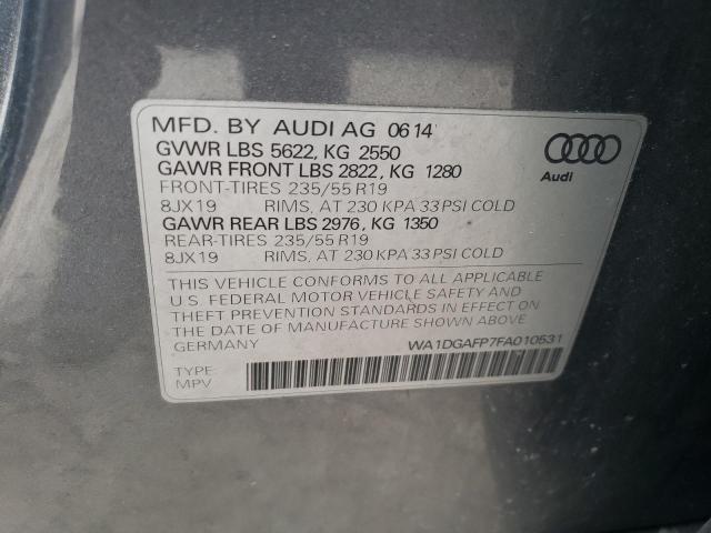 WA1DGAFP7FA010531 - 2015 AUDI Q5 PREMIUM PLUS GRAY photo 14